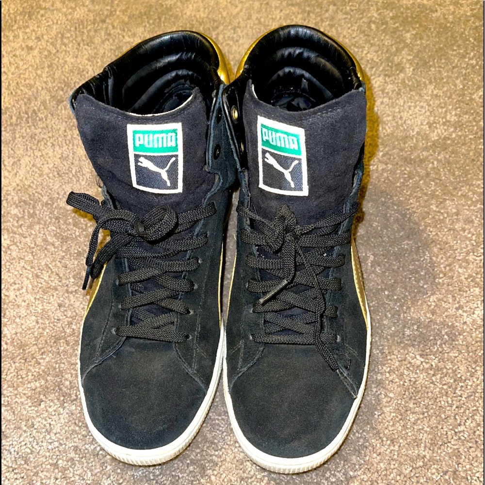 Puma First Round EX Black and Gold Vintage Shoes